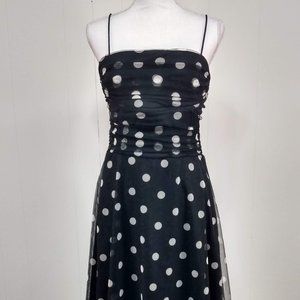 Eliza J Womens 14 Black White Polka Dot Cocktail